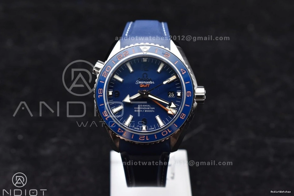 1009 A8605 Edition Clone Blue Best Ceramic VSF Dial 1:1 Blue GMT Strap Ocean 600M Planet Bezel on Rubber Super Trendsetting Co-Axial 43.5mm 0403